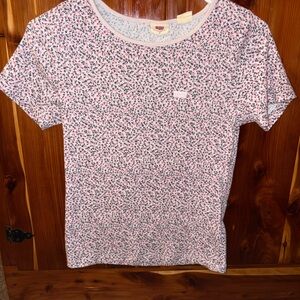 Levi's Women's Short Sleeve Top - Pink and White